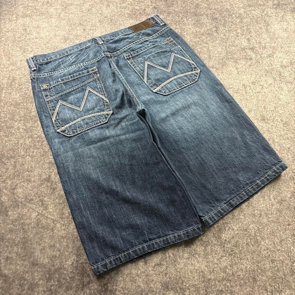Sean John Baggy Denim Shorts Mens Size 36 Blue Y2K Hip Hop Loose Fit Jean Shorts